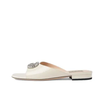 GUCCI Rubber Sole Slide Slippers Women's Beige