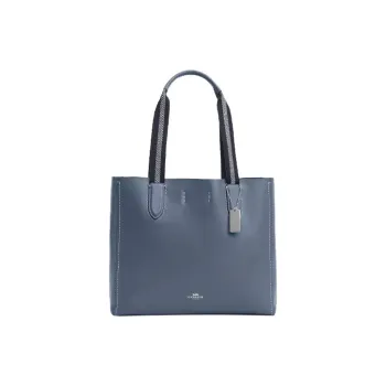 COACH Derby Leather Tote Bag Shopping Bag Handbag Large Size Women's Silver & Light Mist