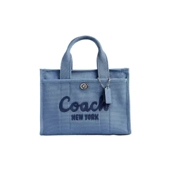 COACH Cargo Canvas Tote Bag, Shopping Bag, Canvas Bag, Handbag Medium Size Women's Silver & Slate Blue