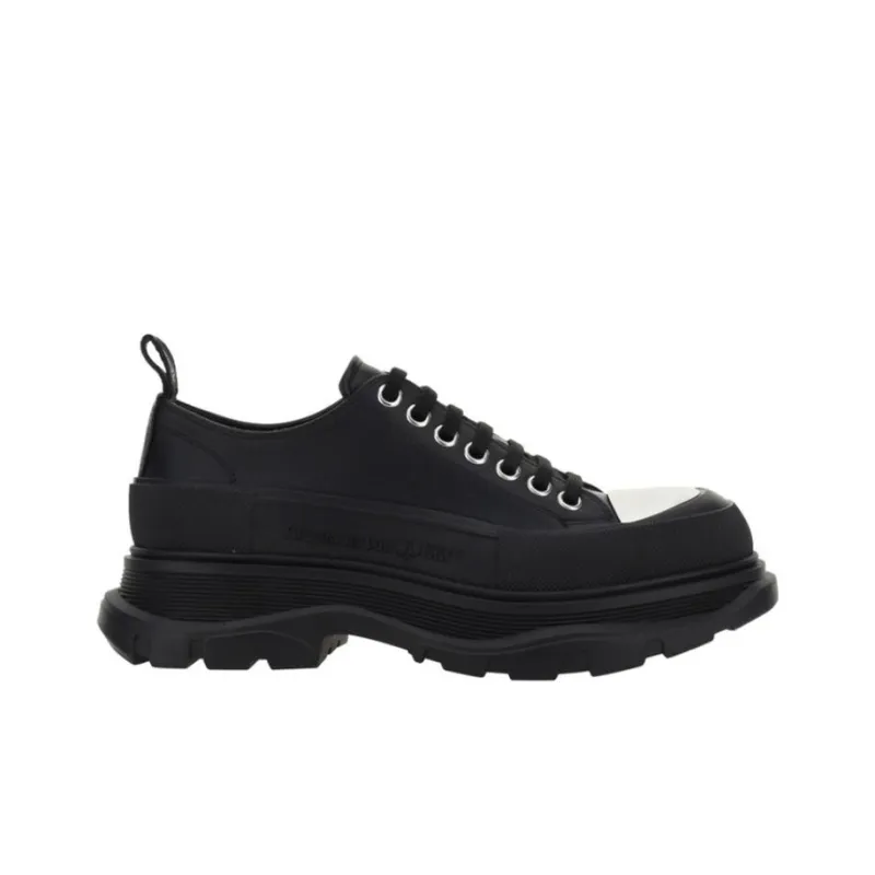 Alexander McQueen Tread Slick Lace Up Shoes 'Black White Toe'-1