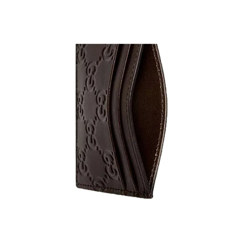 GUCCI Leather Card Holder Card Holder Unisex Brown-4