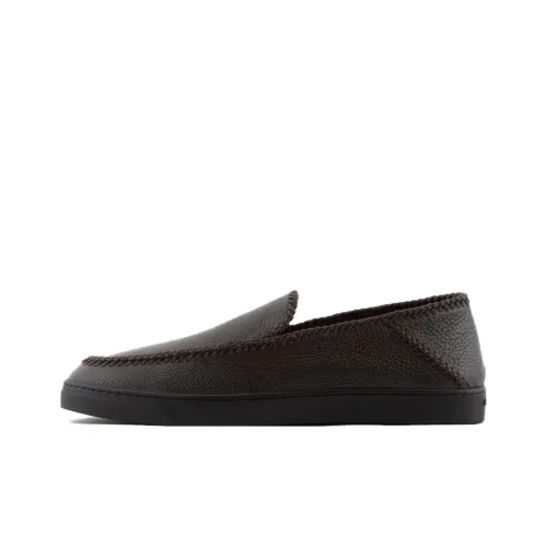 GIORGIO ARMANI Whipstitch-detail Leather Loafers