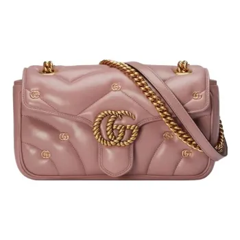 GUCCI GG Marmont Quilting Leather Crossbody Bag Shoulder Bag Women's Pink