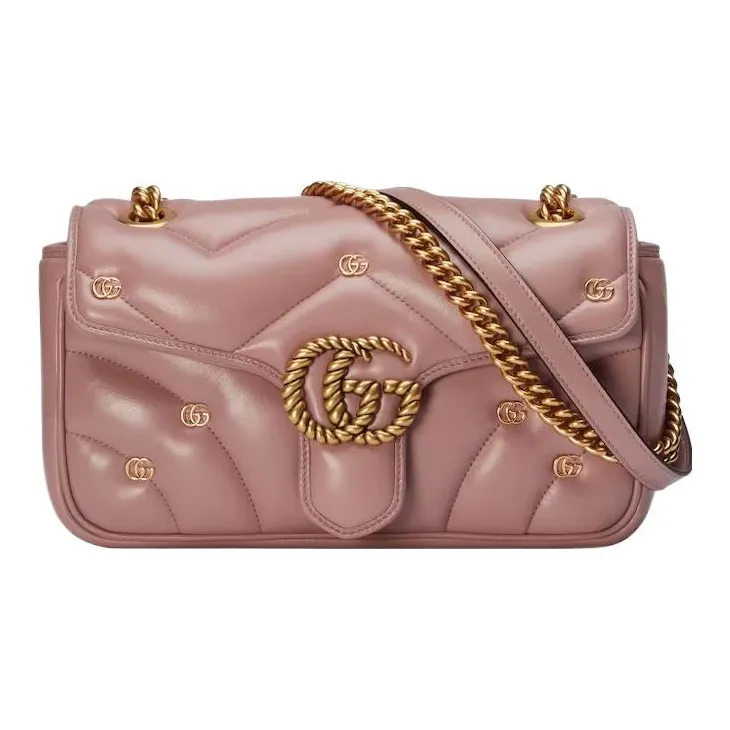GUCCI GG Marmont Quilting Leather Crossbody Bag Shoulder Bag Women's Pink-0