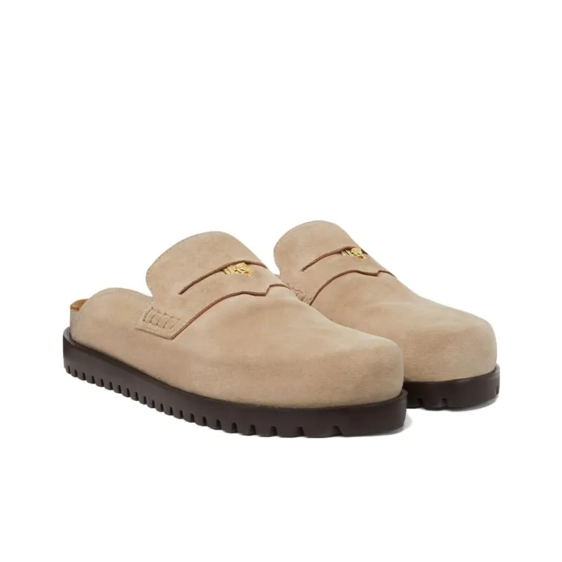VERSACE Medusa-plaque Suede Mules-2