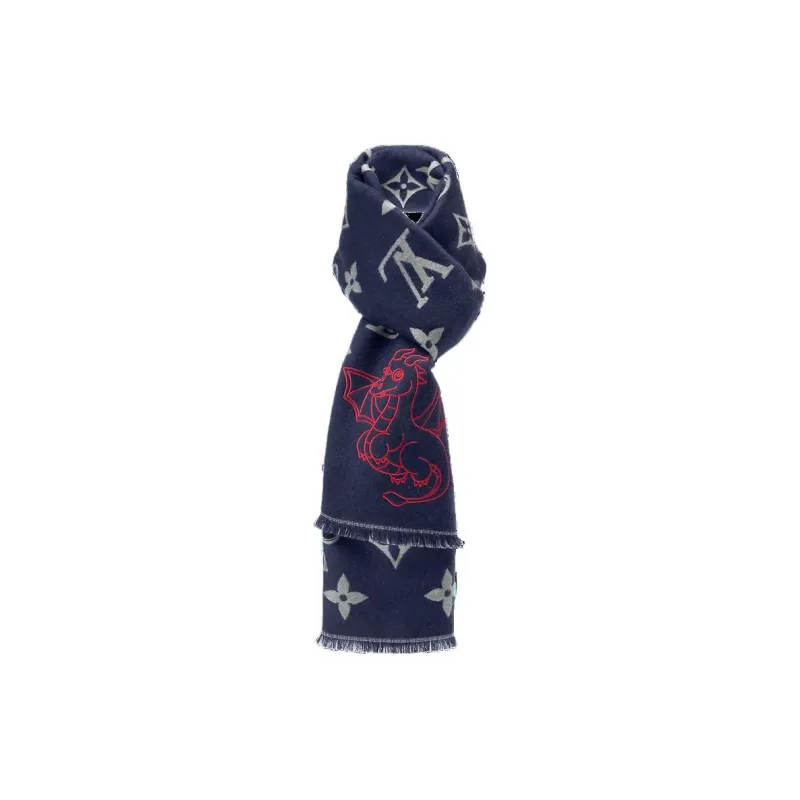 LOUIS VUITTON Knit Scarves Men's Dark Blue-1