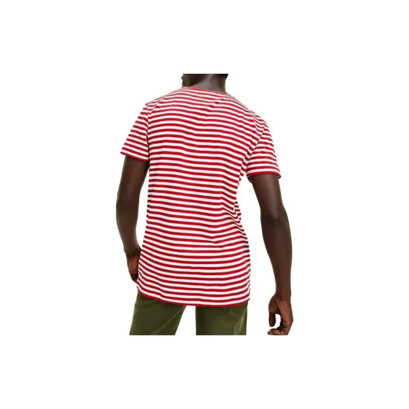 Tommy Hilfiger Slim Fit Stripe Stretch Cotton T Shirt T Shirt Men's Red-1