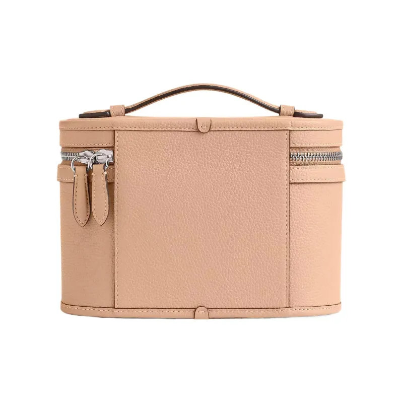 COACH Leather Cylinder Bag Handbag Makeup Bag Small Size Women's Silver & Light Yellow-1