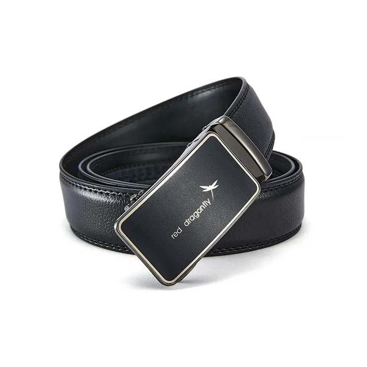 RED DRAGONFLY Fashion Trend Belt Cow Leather Genuine Leather Automatic Buckle Trimmable Belt Men's Width 3.5-1