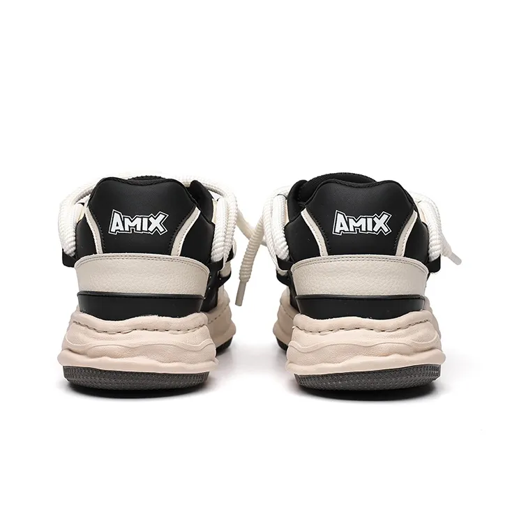 Angelmi Anti Slip Wear Resistant Low Top Skateboard Shoes Unisex Beige Black-3