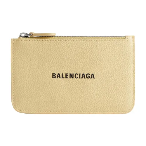 Balenciaga Grained Calfskin Card Holder Large Size Women's Light Yellow
