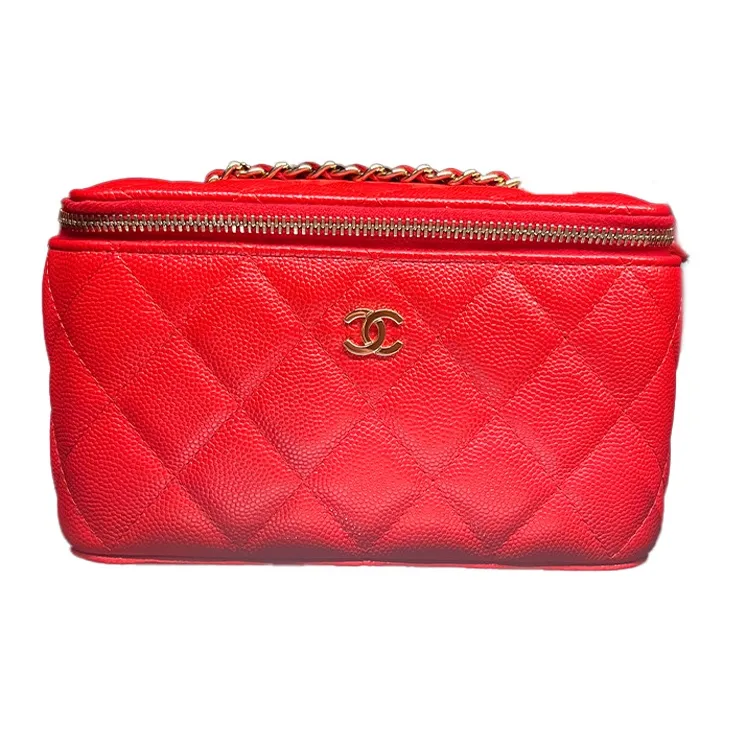 CHANEL Grain Embossed Calfskin Box Bag, Shoulder Bag, Crossbody Bag Women's Red-0