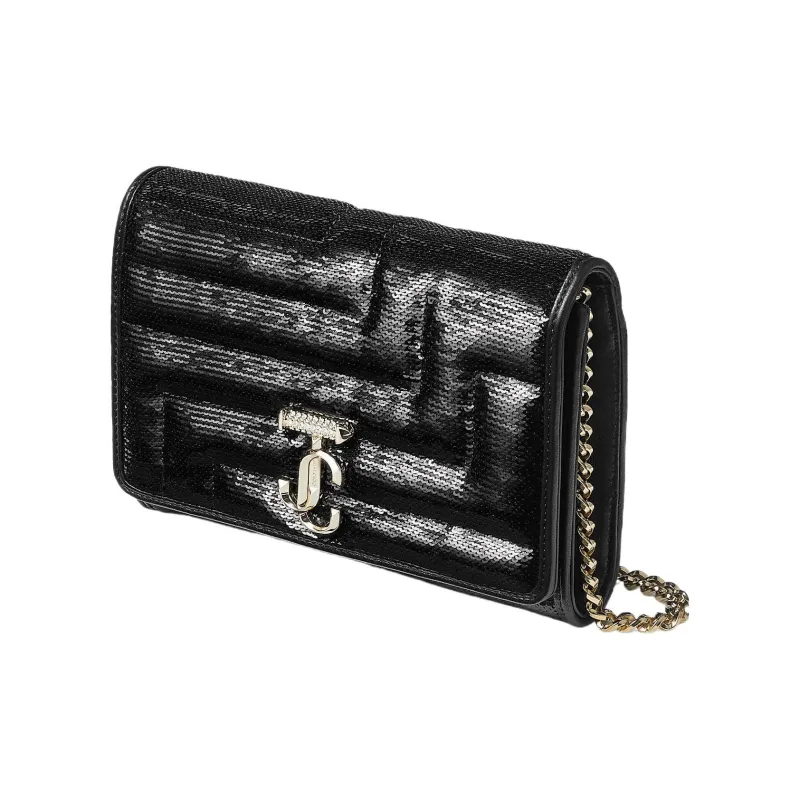 Jimmy Choo Avenue Leather Clutches Crossbody Bags Shoulder Bags Women's Black-1