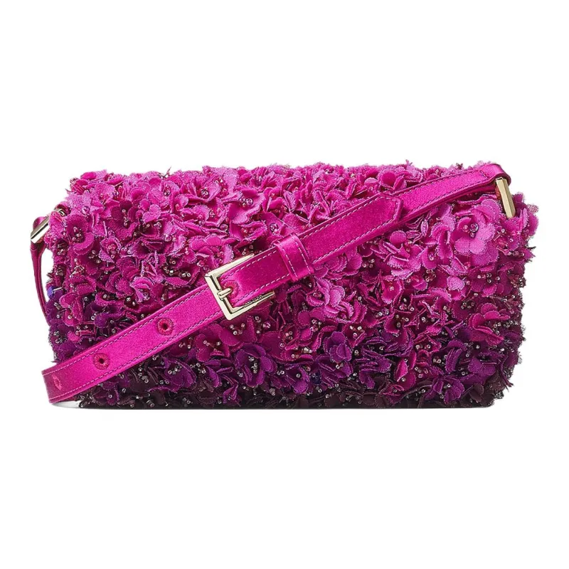 Jimmy Choo Avenue Satin Envelope Bag Handbag Shoulder Bag Women's Fuchsia-3