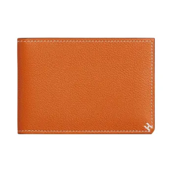 HERMES H Sellier Evercolor Leather Card Holder Women's I9 Abricot Apricot