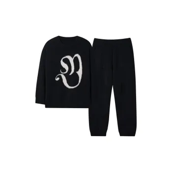 Sha Qian Pajama Set Autumn And Winter Season Men's Black