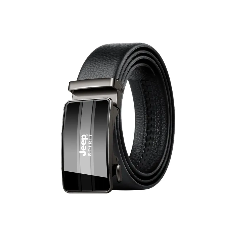 JEEP SPIRIT Automatic Buckle Head Cow Leather Leather Belts Men's Black-2