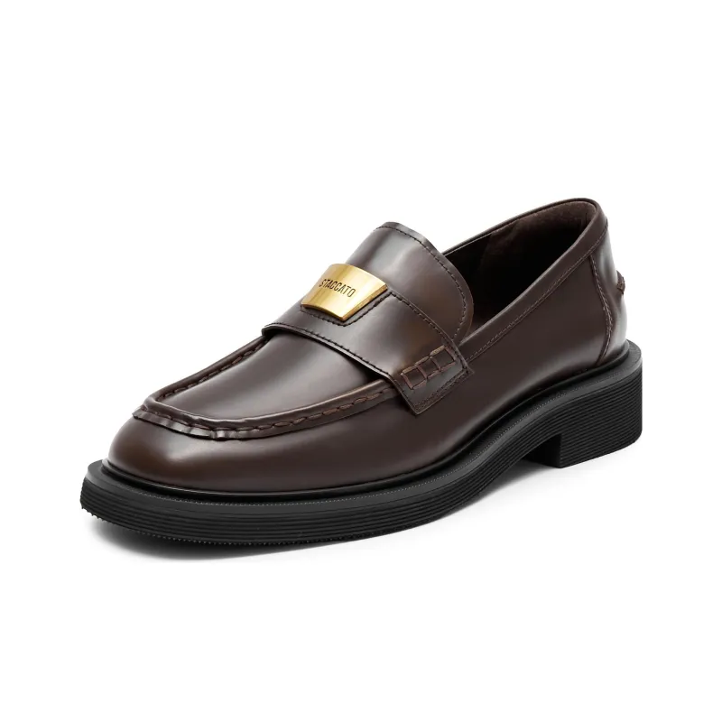 Staccato Small Gold Brick Jazz Loafers 3.5cm Women's-9