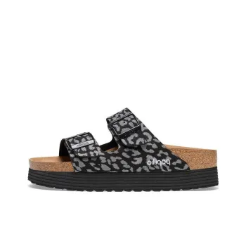 Birkenstock Arizona Grooved Slide Slippers Women's Black Gray Color Narrow Fit