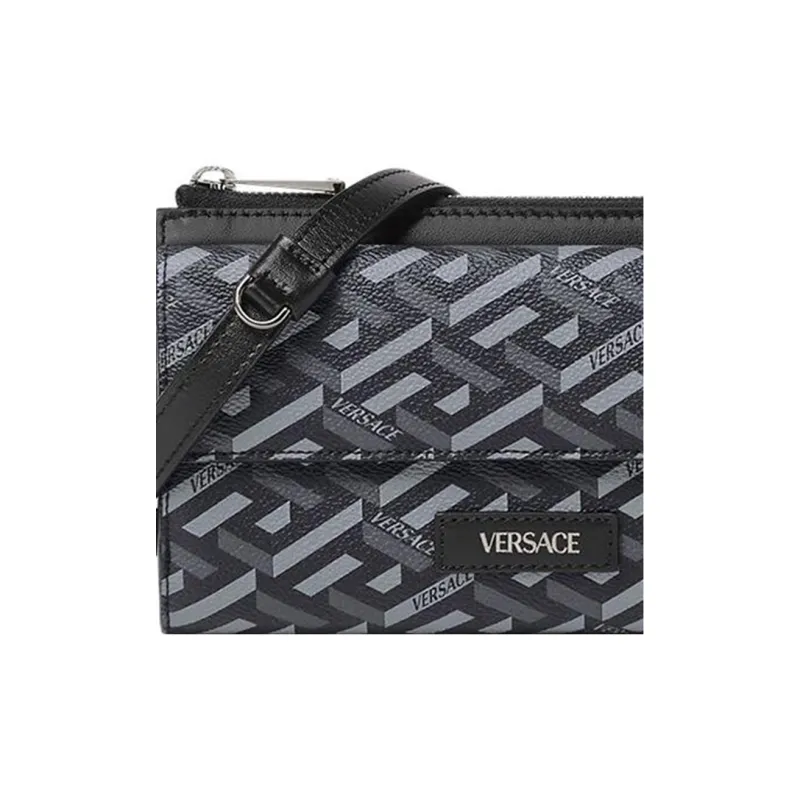 VERSACE Cow Leather Polyurethane Messenger Bag Shoulder Bag Crossbody Bag Regular Men's Black-3
