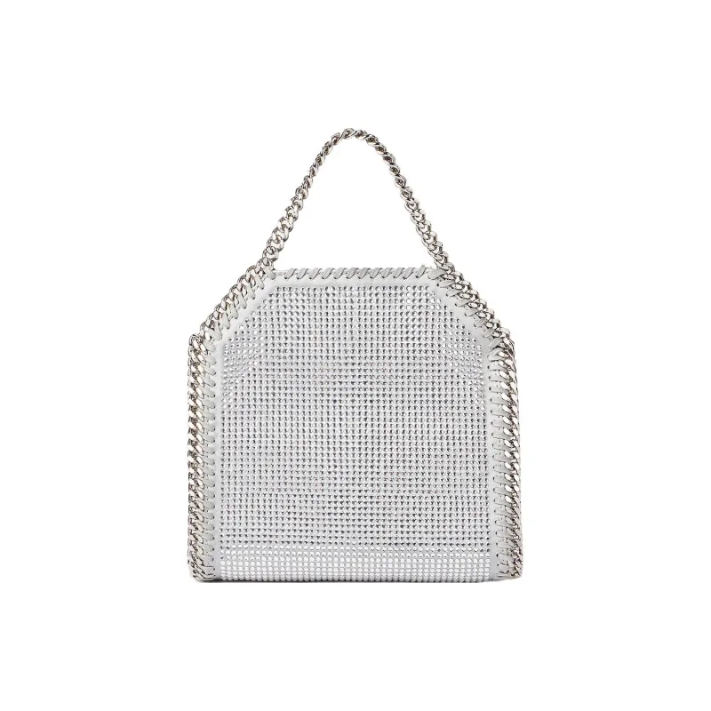 Stella McCartney Falabella Recycled Polyester Blend Satin Fabric Tote Bag, Shopping Bag, Handbag Mini Women's Silver-2