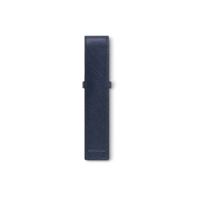 MONTBLANC Grain Cow Leather Pen Pouch Storage Bag Unisex Ink Blue-1