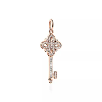TIFFANY & CO. 18K Rose Gold Diamond 0.09 Ct Pendants Unisex Pink