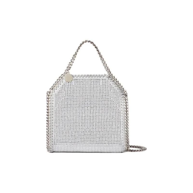 Stella McCartney Falabella Recycled Polyester Blend Satin Fabric Tote Bag, Shopping Bag, Handbag Mini Women's Silver-0