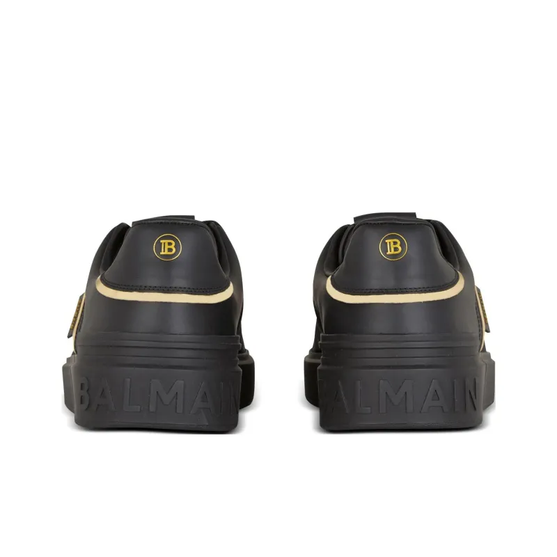 BALMAIN B Court Low Top Skateboard Shoes Men's Black Gold-3