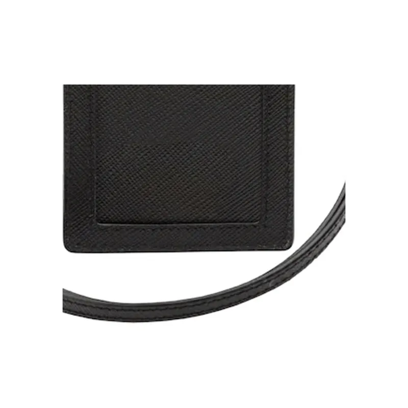 PRADA Leather ID Badge Holder Women's Black-2