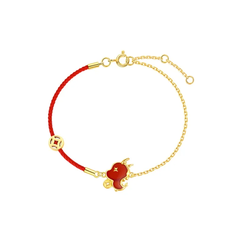 FANCI 18K Gold Set With Red Agate Bracelets Women's-3