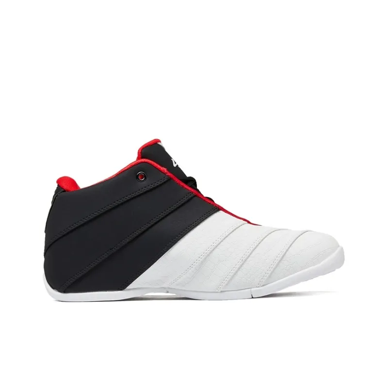 VOIT Walter Cushioning Coverage Abrasion Resistant Slip Resistant Mid Top Basketball Shoes Men's White Black-1