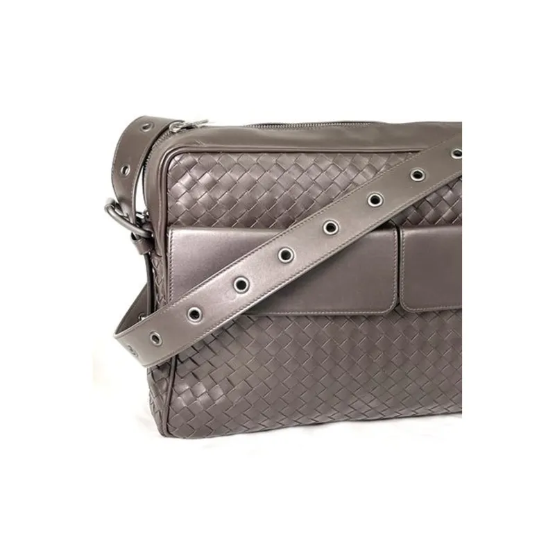 Bottega Veneta Leather Shoulder Bag Men's Dark Brown-3