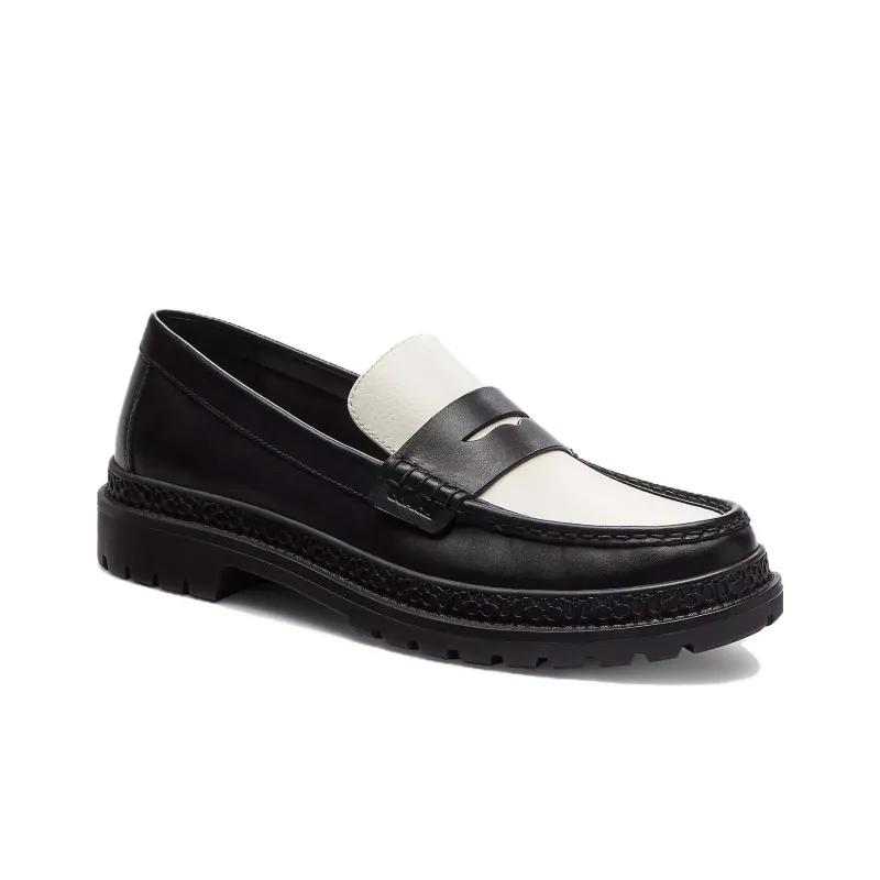 COACH Logo-embossed Trim Leather Loafers-1