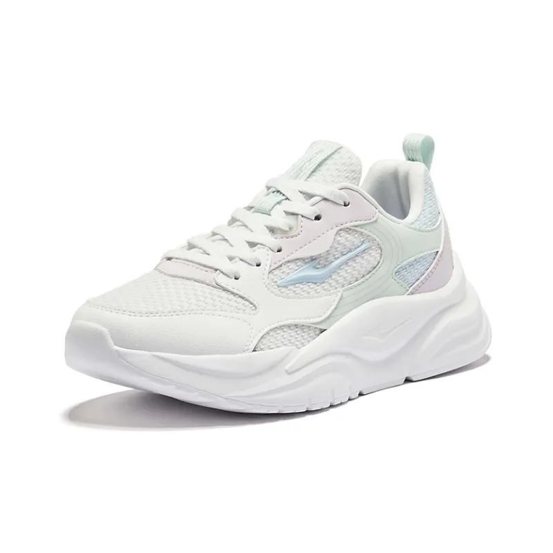 Erke Shocking Shadow 1.0 Anti-Slip Wear-Resistant Low-Top Casual Athletic Shoes Women's Elk White Light Purple Pink-2
