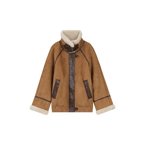 ELF SACK Puffer Jackets Women's Vintage Coffee Color