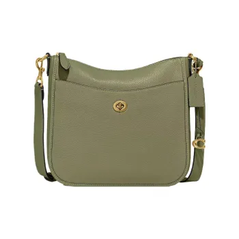 COACH Chaise Leather Shoulder Bag Crossbody Bag Women's Brass With Moss