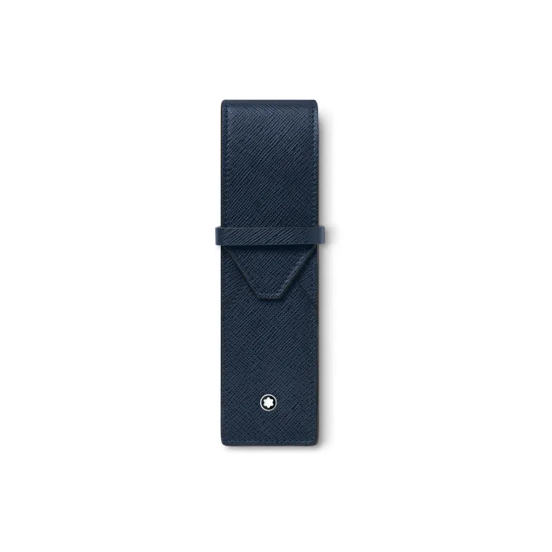 MONTBLANC Cow Leather Pen Pouch Storage Bag Unisex Ink Blue-0
