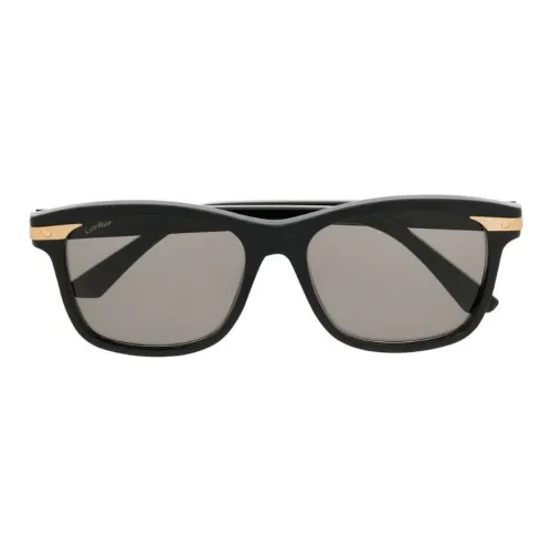 CARTIER Metal Rectangular Sunglasses Unisex Black