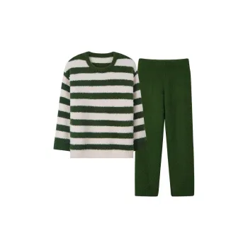 Sha Qian Pajama Set Autumn And Winter Season Women's Green