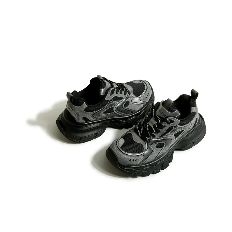 CENTRAL&KITTY Height Increasing Lightweight Low-Top Faded Distressed Chunky Sneakers Women's-2