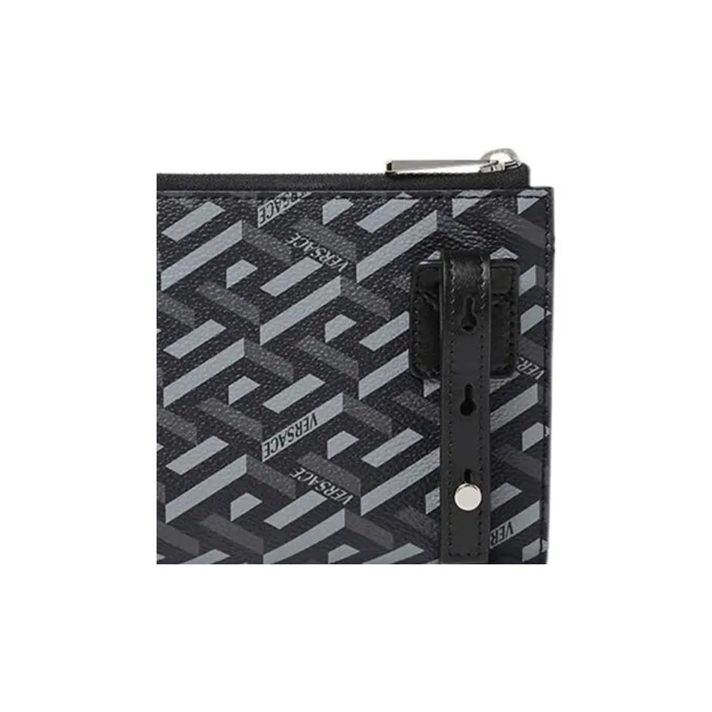 VERSACE Cow Leather Polyurethane Messenger Bag Shoulder Bag Crossbody Bag Regular Men's Black-4