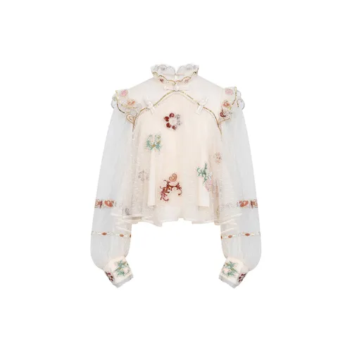 Le Fame Chiffon Shirts Women's Light Apricot