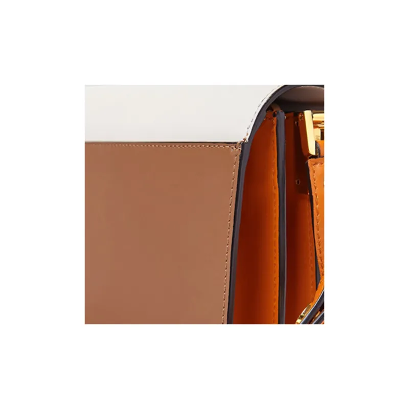 MARNI Trunk Calfskin Trunk Bag Handbag Travel Bag Women's White/Brown/Orange-5