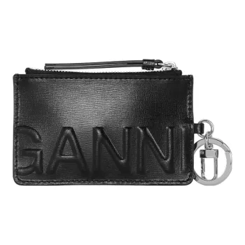 GANNI Smooth Matte Leather Wallets Coin Purses Women's Black