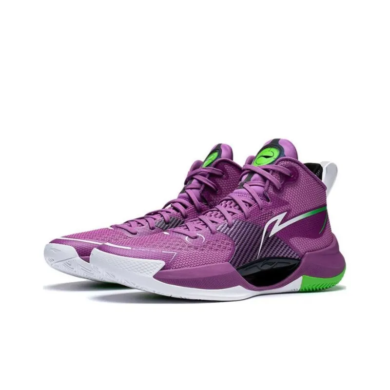 LiNing Ultra Light Cushioning Anti-Slip And Wear-Resistant Mid-Top Basketball Shoes Men's Freesia Purple-2