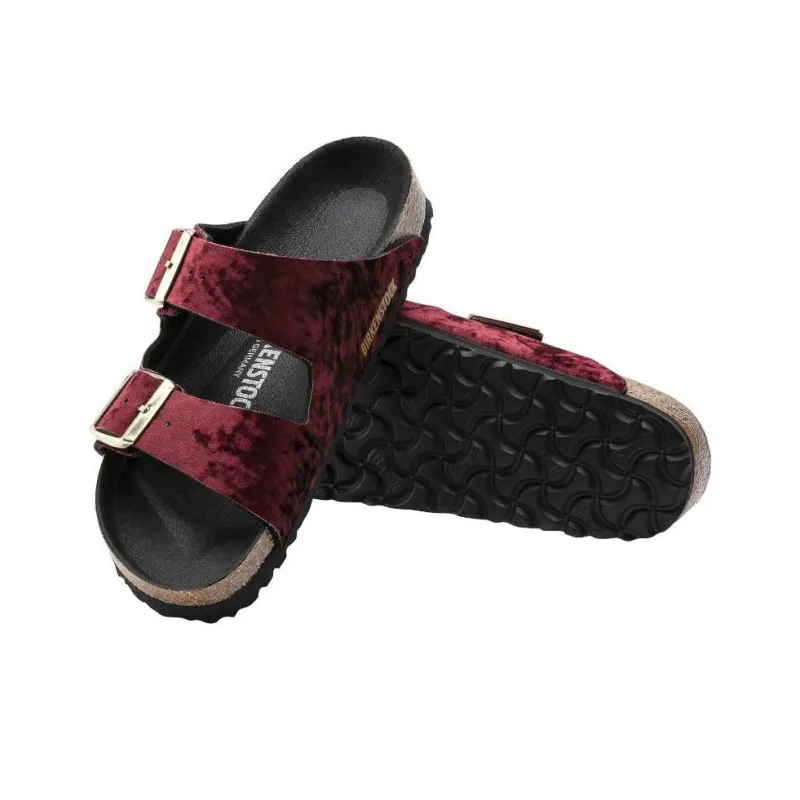 Birkenstock Arizona Slide Slippers Women's Burgundy Narrow Fit-3