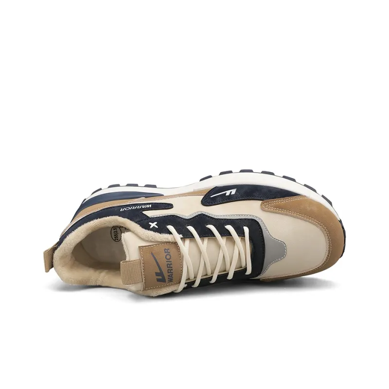 Warrior Slip Resistant, Abrasion Resistant, Height Adjustable, Thermal Mid Top Chunky Sneakers Men's Beige Brown-2