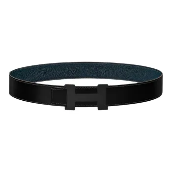 HERMES Cow Leather Leather Belts Unisex Black/Blue Width  3.8cm