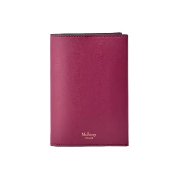 Mulberry Fine Grain Calfskin Passport Holder Extra Mini Unisex Wild Berry